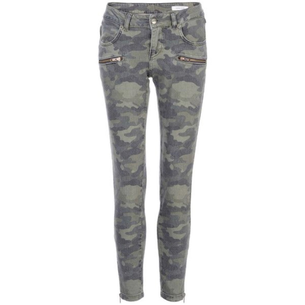 ANINE BING Camo Denim Pant With Ankle Zippers Camouflage Jean. Size 28